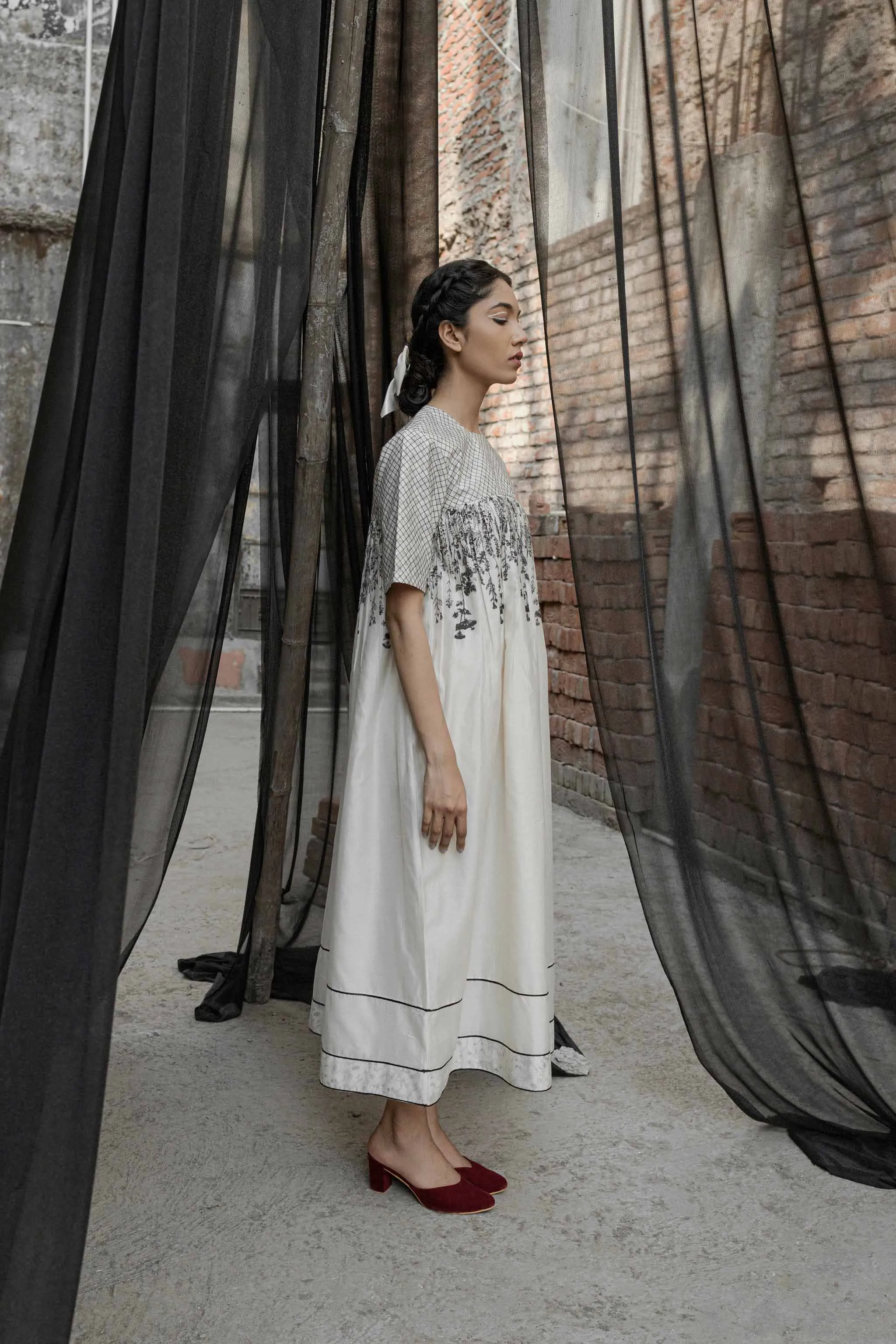 White Chanderi Maxi Dress