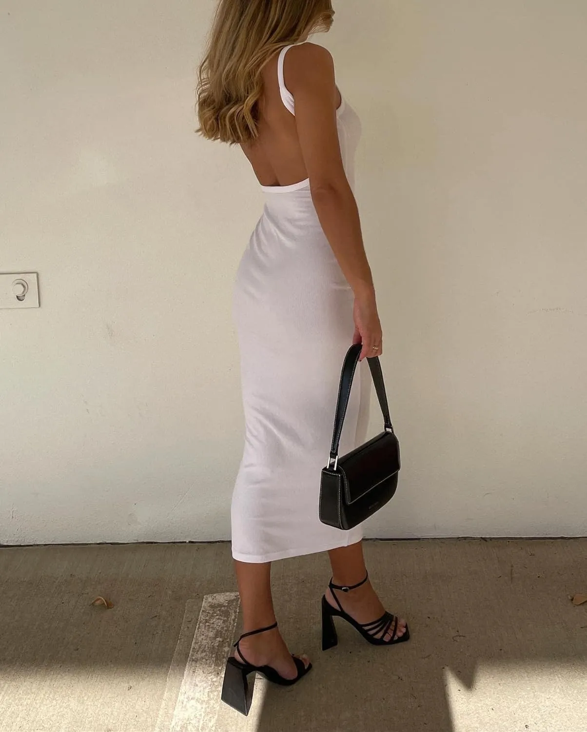 Women Backless Maxi Tank Dress Bodycon Sexy Open Back Hollow Long Dresses Sleeveless Elegant Cocktail Party Dress
