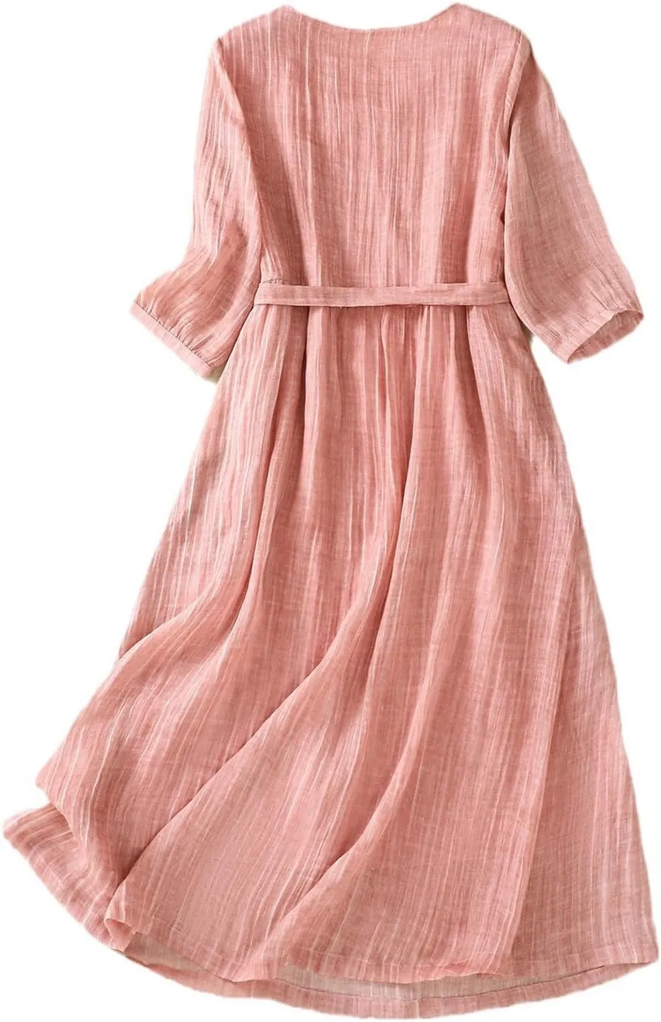 Womens Boho Floral Dresses Cotton Linen Short Sleeves Maxi Swing Dress, Summer Dress for Women 2024 Beach Sundress