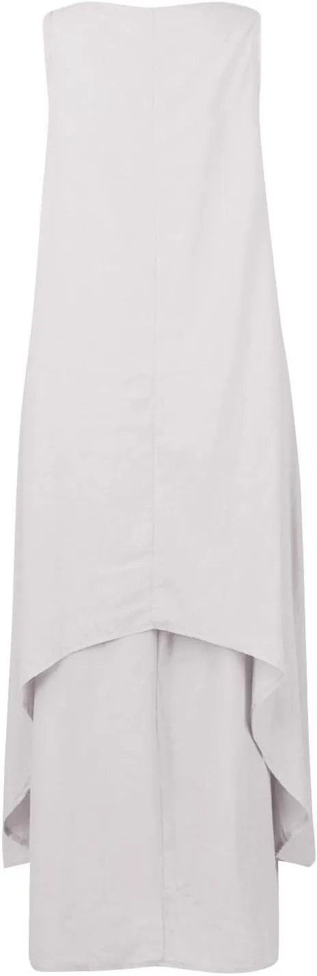 Women's Cotton Linen Irregular Double Layer Tank Dress,Plus Size Sleeveless Loose Caftan Beach Dresses Summer Sundress