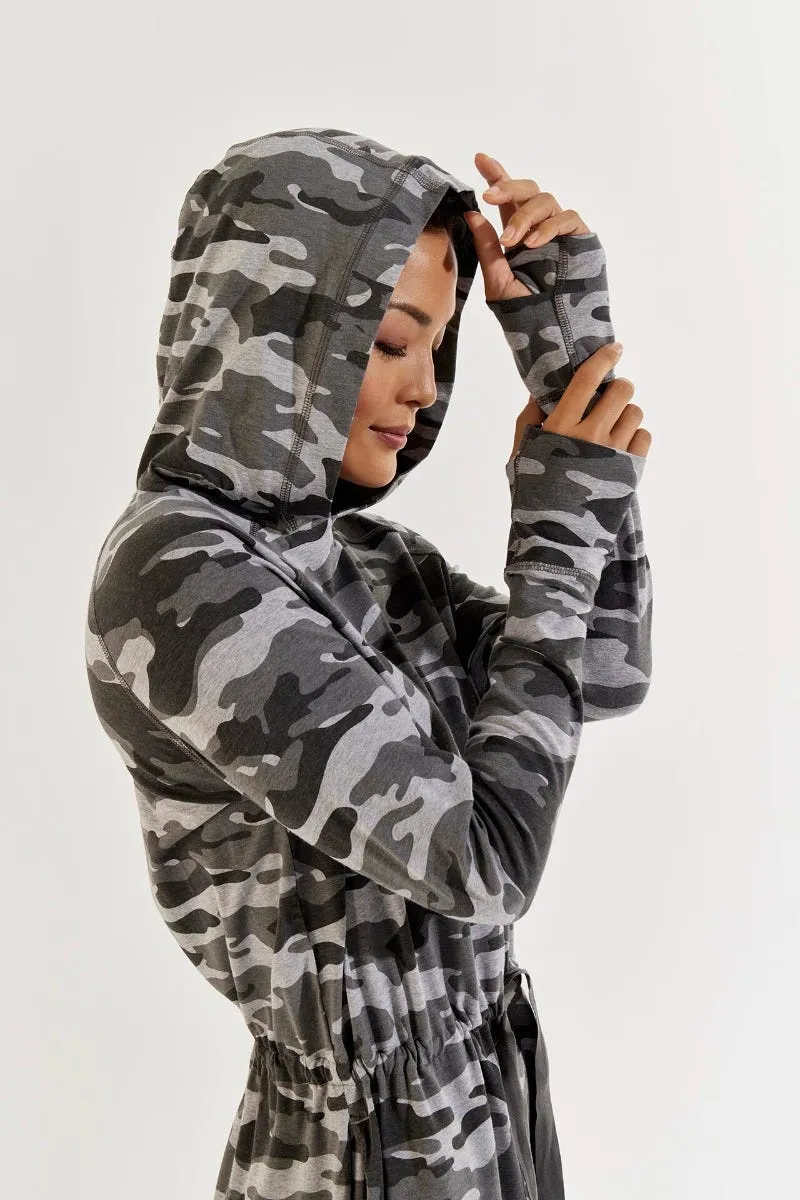 Women's LumaLeo Hoodie Dress  |  Grey Modern Camo