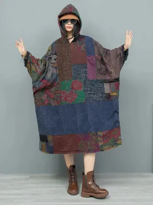 Women's Oversized Cotton Block Print Maxi Dress