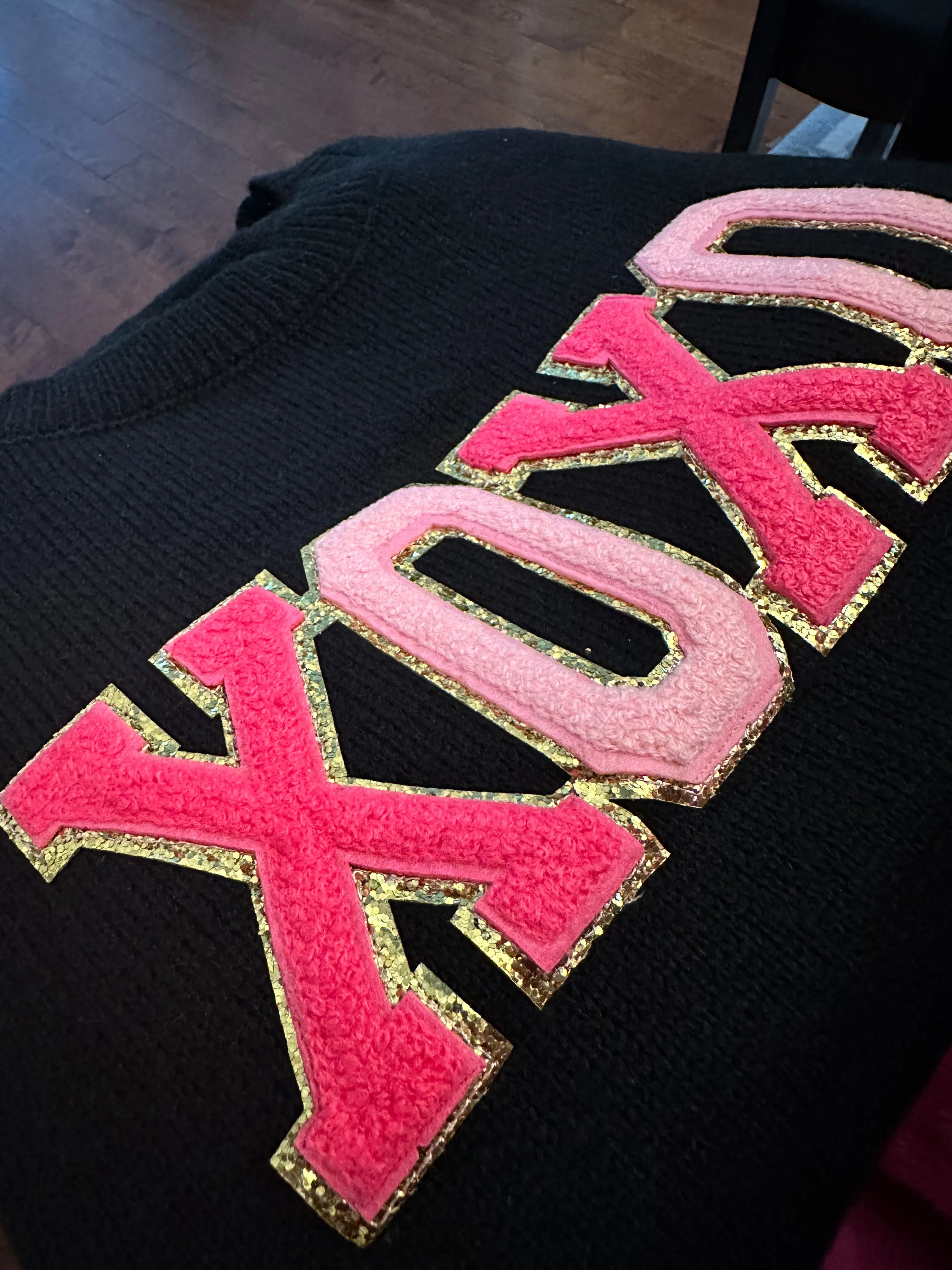XOXO Glitter Chenille Round Neck Sweater